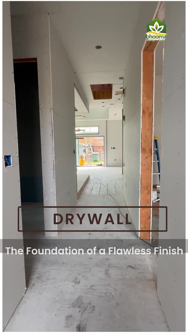 Drywall complete. Ready for inspection. ✔️

This is where discipline and perfection shows. Behind these walls:
• Framing aligned and verified
• MEP rough-ins tested and approved
• Proper blocking installed
• Fire caulking + draft-stopping complete
• Insulation fitted correctly — no gaps, no compression

This home will receive a Level 5 finish — a full skim coat across all surfaces to eliminate joint shadowing and create a flawless base for paint. When natural light hits, the walls will read clean and seamless.

At Bhooma Homes, quality is built in long before the finishes go on.

#BhoomaHomes #DesignBuild #BuiltWithPrecision #Rebuild