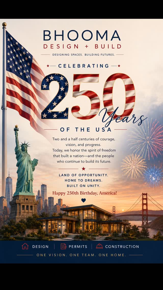 For 250 years, this country has been a place where people arrived with hope, put down roots, and built a life.

Every home tells a story. Every generation adds a chapter.

We’re grateful to play a small part in that story—creating places where families gather, celebrate, and make memories that last.

Happy 250 years, America. 🇺🇸

#America250 #BhoomaHomes #HomesThatLast